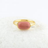 Birthday Gift Ring - Pink Opal 7x11mm Cushion Gemstone Ring - Gold Plated 925 Sterling Silver Ring - Engagement Ring for Women -Gift for Her